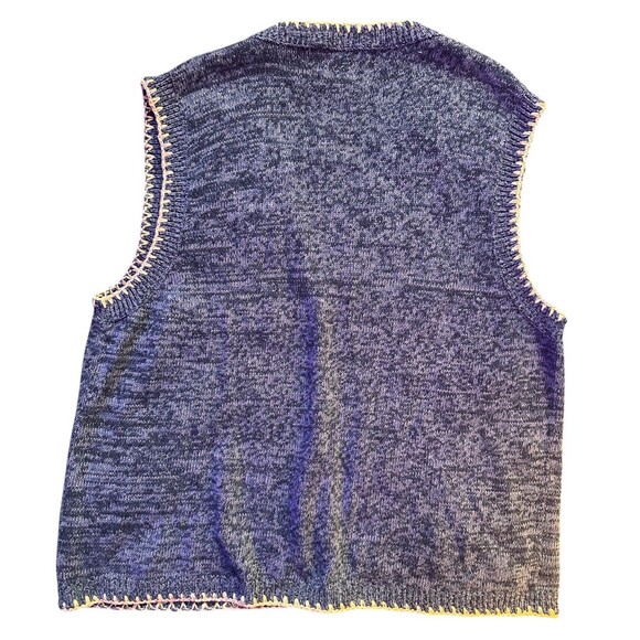 Tiara Women Sweater Vest 3XL Navy Floral Embroidered Vintage Cottagecore Cozy - Picture 2 of 4